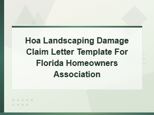 Florida Hoa Landscaping Damage Claim Letter Template